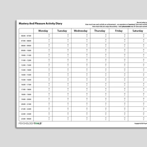 Mastery And Pleasure Activity Diary