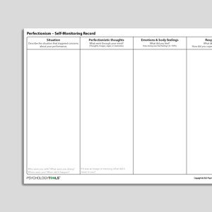 Perfectionism Self-Monitoring Record