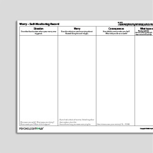 Worry – Self-Monitoring Record